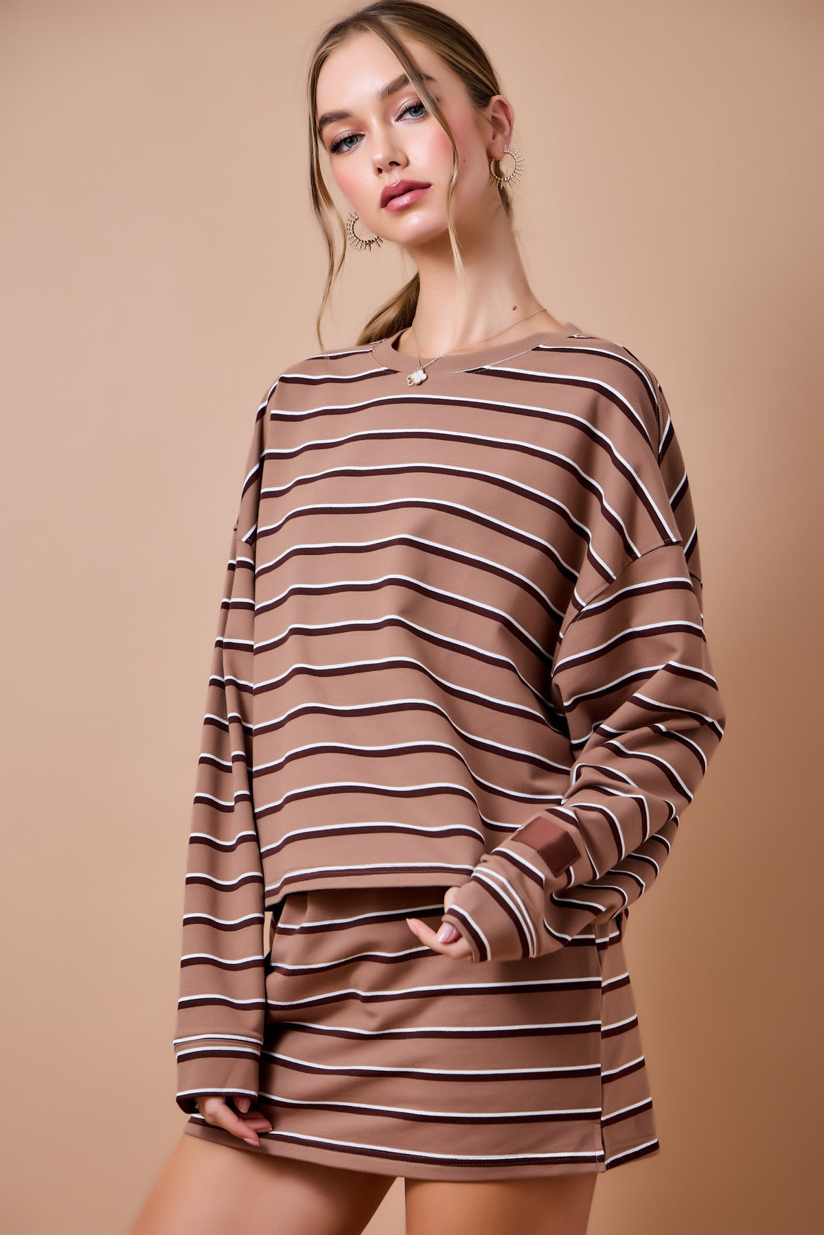 Striped Terry Lounge Sweatshirt