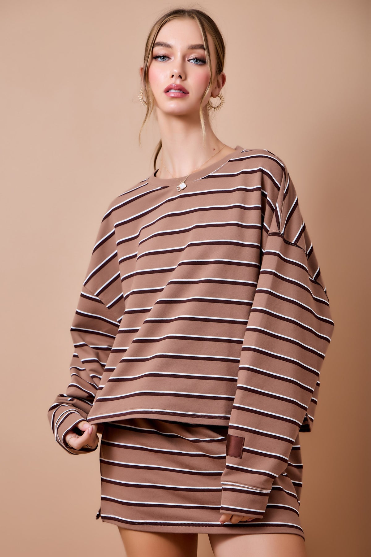 Striped Terry Lounge Sweatshirt