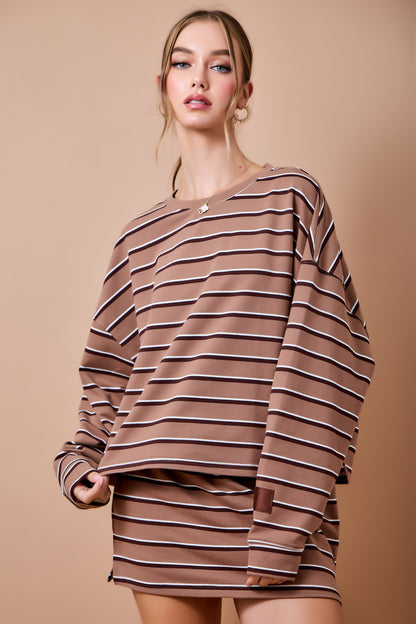 Striped Terry Lounge Sweatshirt