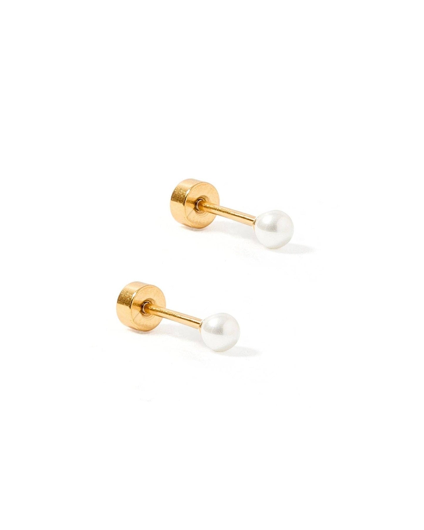 Payton Pearl White 3mm Screwback Stud Earrings