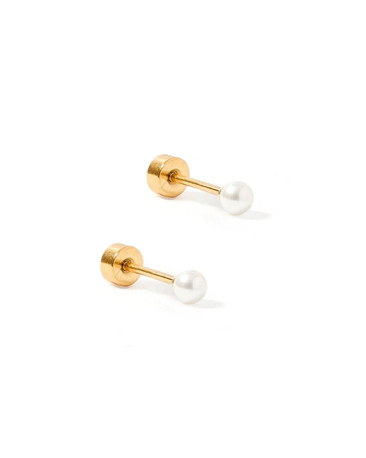 Payton Pearl White 3mm Screwback Stud Earrings