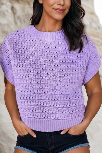 Purple Amber Solid Knit Top