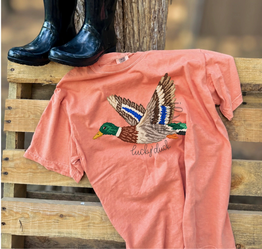 Bright Salmon Faux Stitch Duck Tee