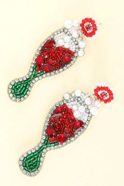 Christmas Cocktail Beaded Crystal Earrings