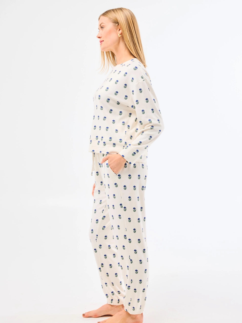 Navy Floral Foulard Sophie Jogger Set