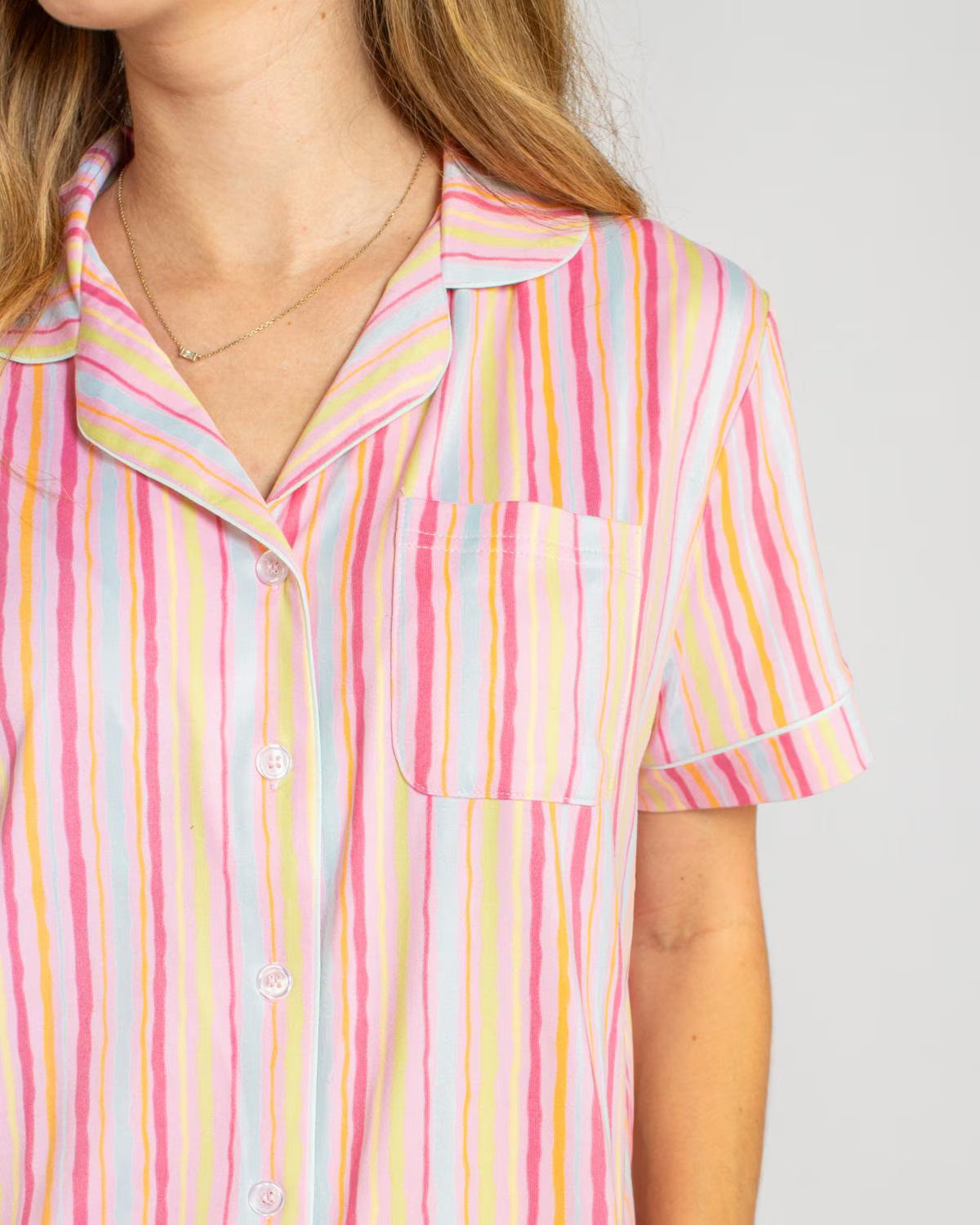 Addie Stripe Button Up Sleep Shirt