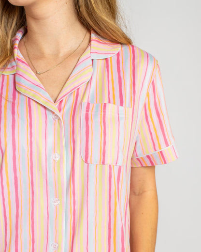 Addie Stripe Button Up Sleep Shirt