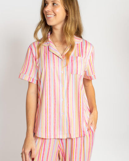 Addie Stripe Button Up Sleep Shirt