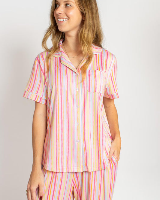 Addie Stripe Button Up Sleep Shirt