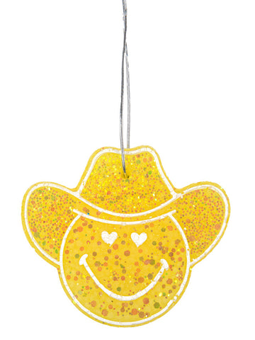 Yellow Smiley Cowgirl Car Freshie