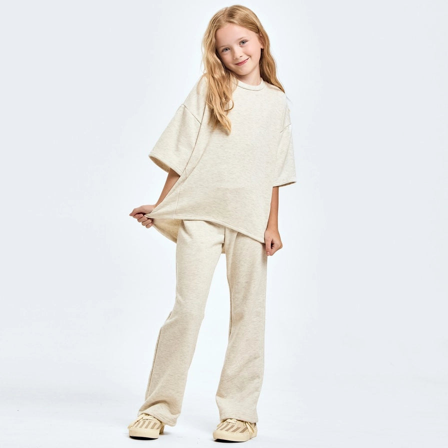 Youth Light Gray French Terry Top & Pant Set