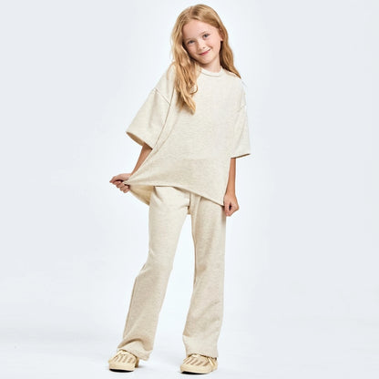 Youth Light Gray French Terry Top & Pant Set