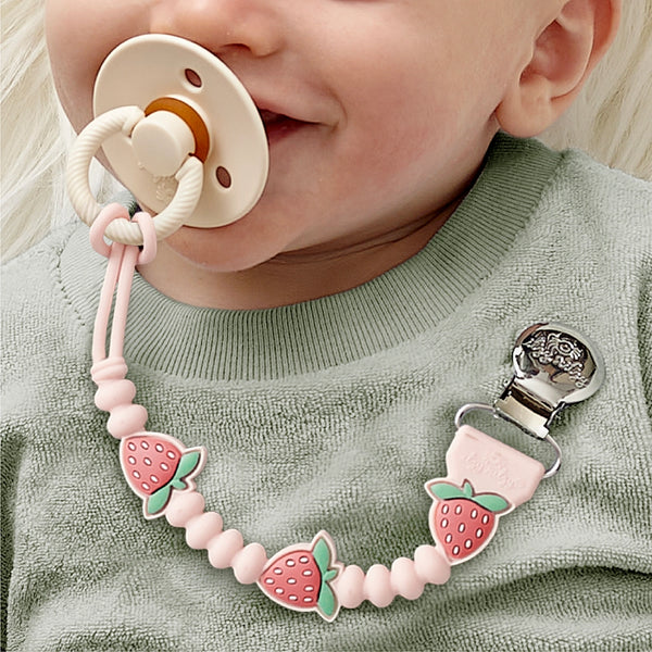 Sweetie Strap™ Plus - Silicone Pacifier Clip - Strawberry