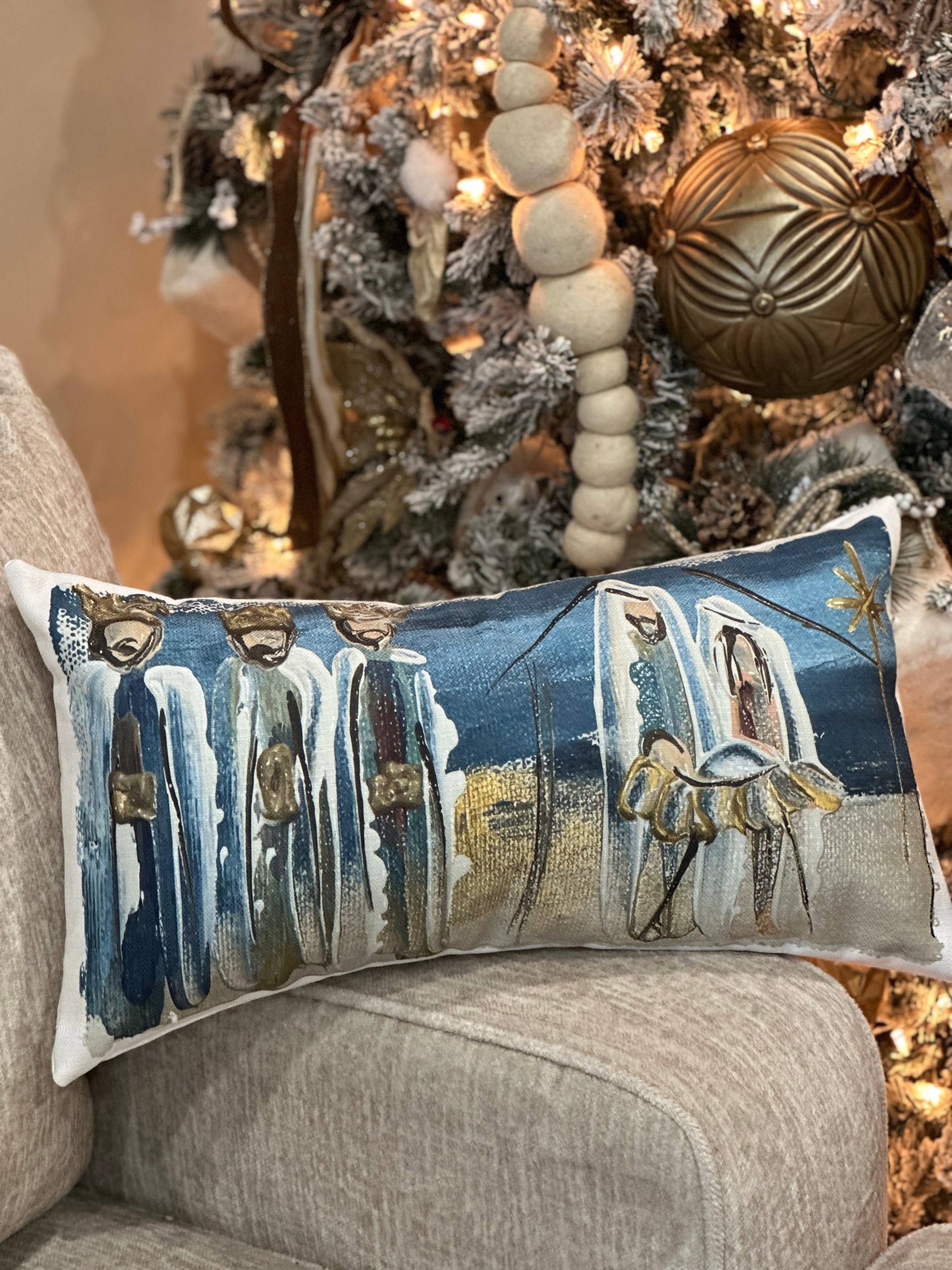 Blue Nativity Lumbarv Pillow
