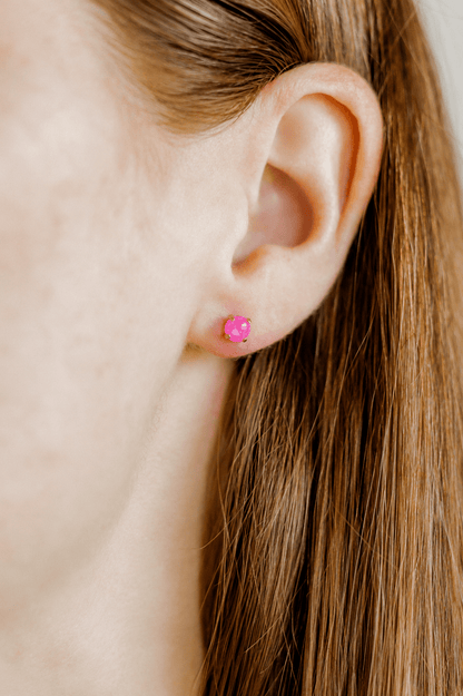 Venus Opal Neon Pink Screwback Stud Earrings