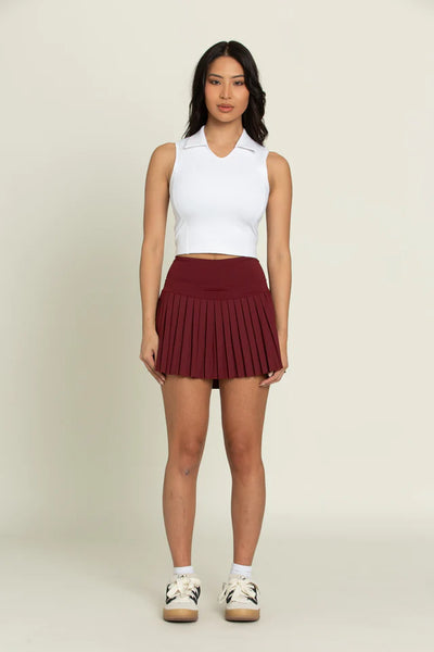 Gold Hinge 15" Maroon Pleated Tennis Skirt