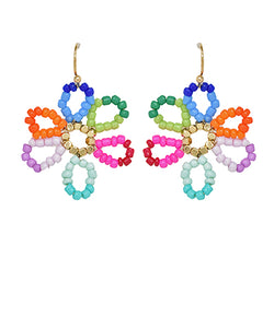 Multi Two Tone Bead Flower Earrings