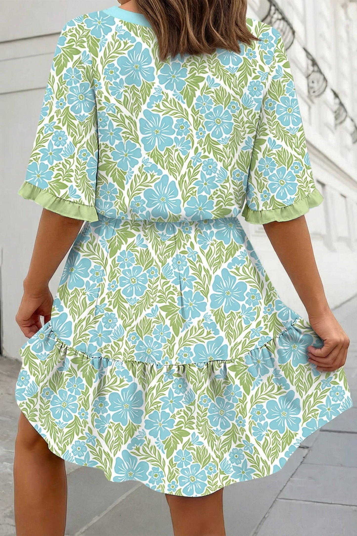Green & Blue Lagoon Floral Dress