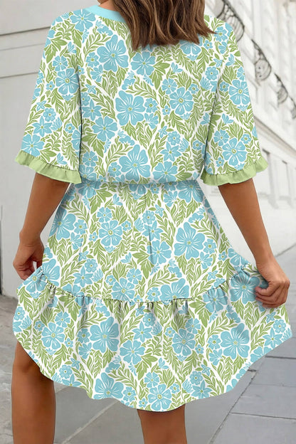 Green & Blue Lagoon Floral Dress