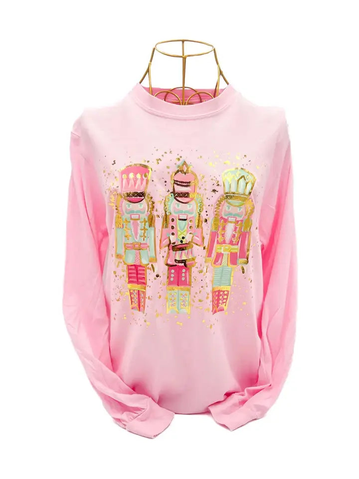 Pink & Mint Nutcrackers Gold Foil Long Sleeve