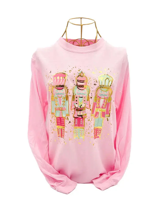 Pink & Mint Nutcrackers Gold Foil Long Sleeve