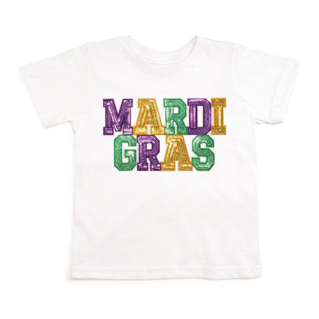 Mardi Gras Sequin Patch Short Sleeve T-Shirt