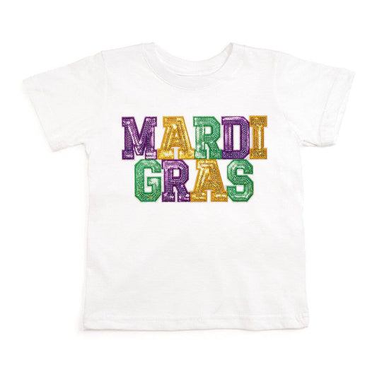 Mardi Gras Sequin Patch Short Sleeve T-Shirt