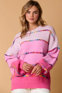 Rainbow Stitch Color Block Stripe Mila Sweater