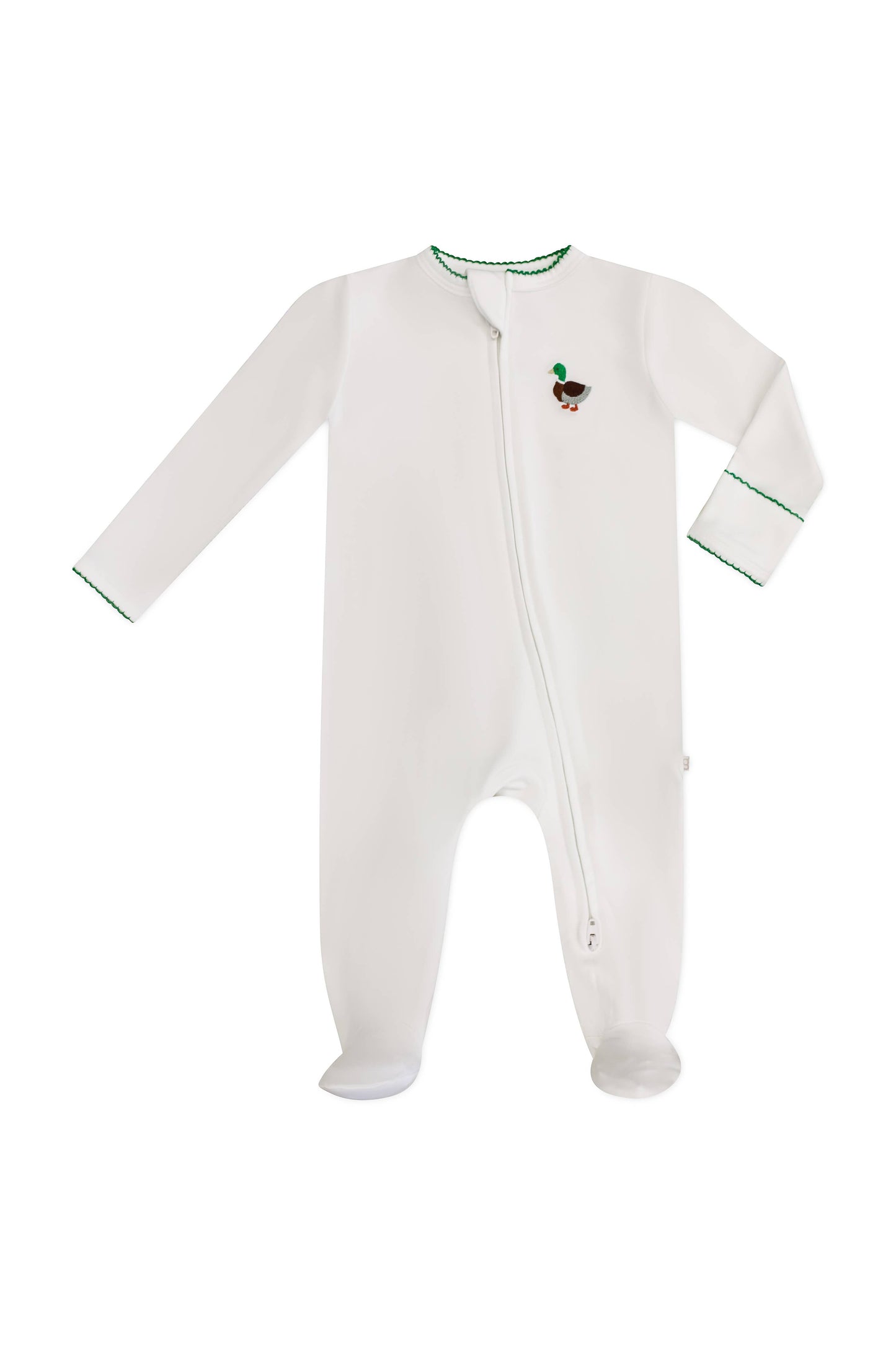 Mallard Ducks Pip Embroidered Zip Romper