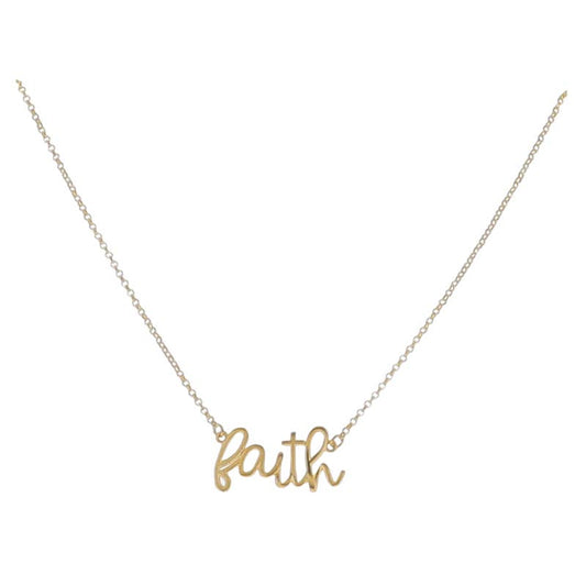 18K Gold Plated Faith Cursive Necklace