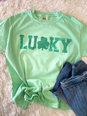 Mint Green Lucky Spangle Tee