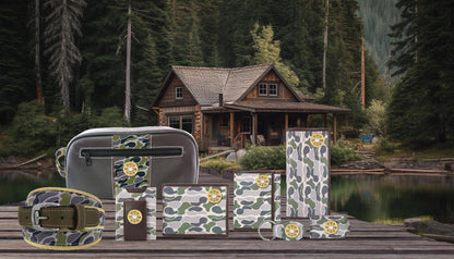 Brown & Tan Camo Shotshell Trifold Leather Wallet