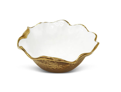 White/Gold Soup Bowls New Bone China Scalloped Edge