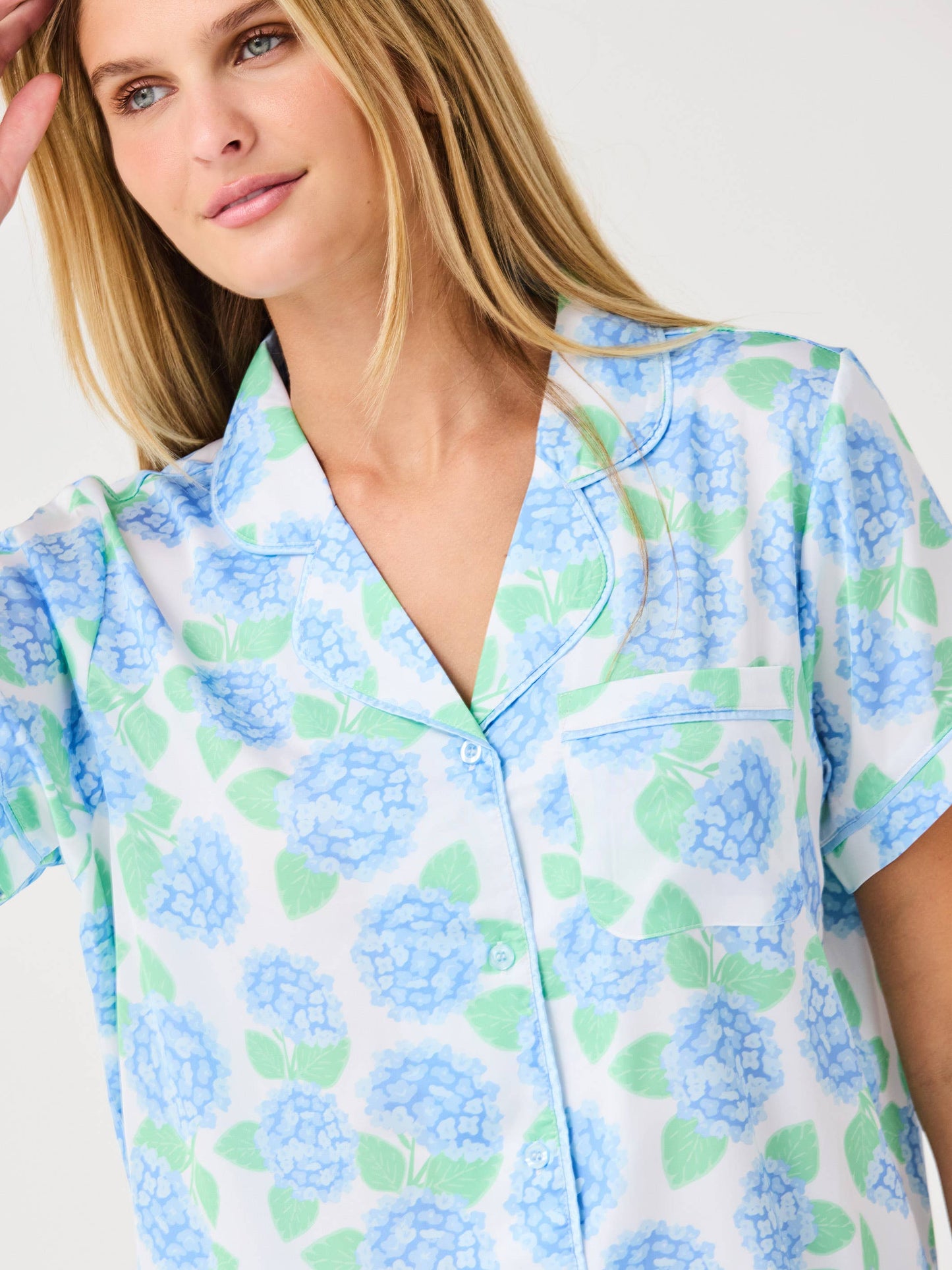 Summerfair Blue Charlotte Satin Shorts Set