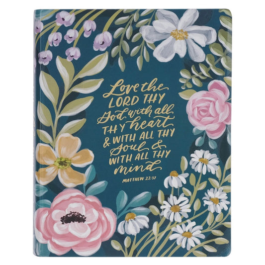 Teal Floral Ally Large Print Faux Leather KJV Note-taking Bible