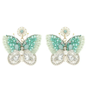 Whimsical Butterfly Beaded Drop Earrings