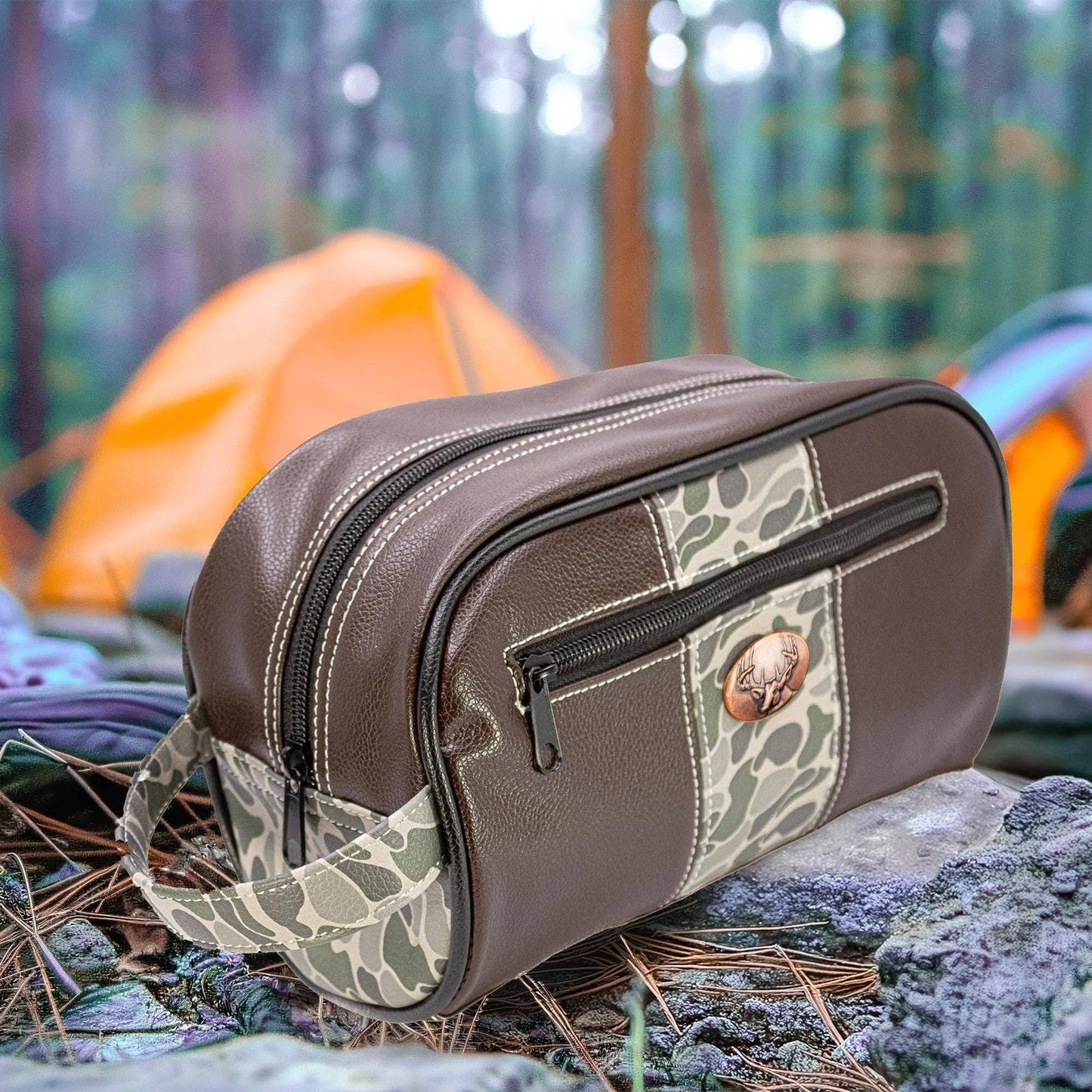 Green & Gray Buck Camo Dopp Bag