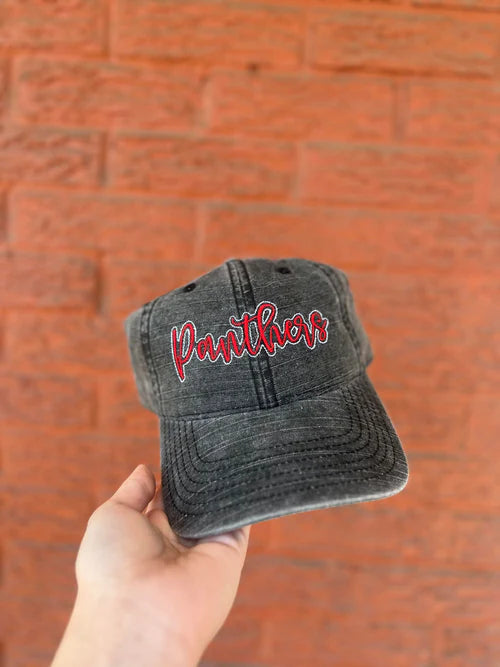 Cursive Outlined Panther Baseball Cap