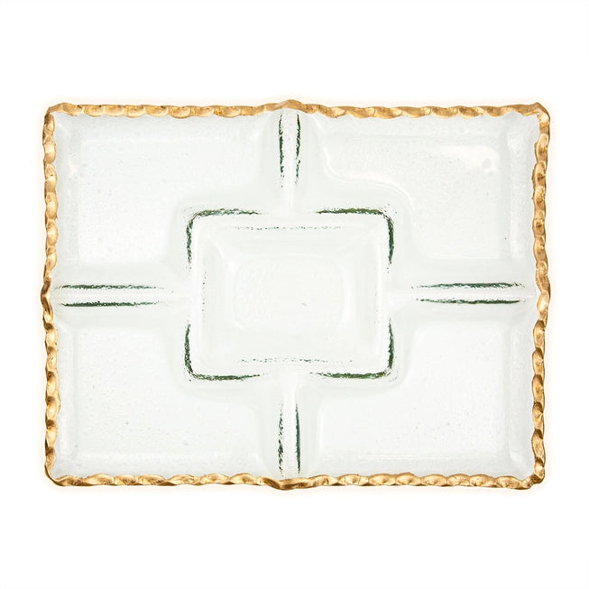 Gold & Clear Bonaparte Chip and Dip Serving Tray