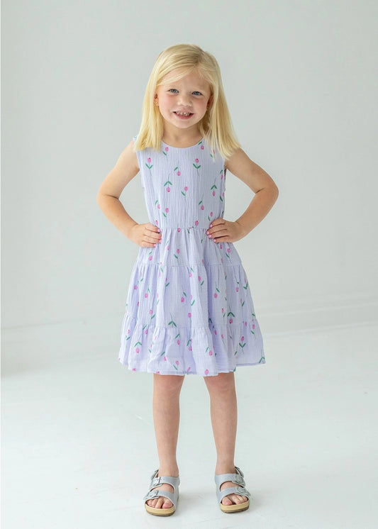Youth Purple Tiny Tulip Drop Waist Dress