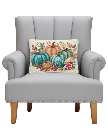 Teal Harvest With Fruits Hook Pillow