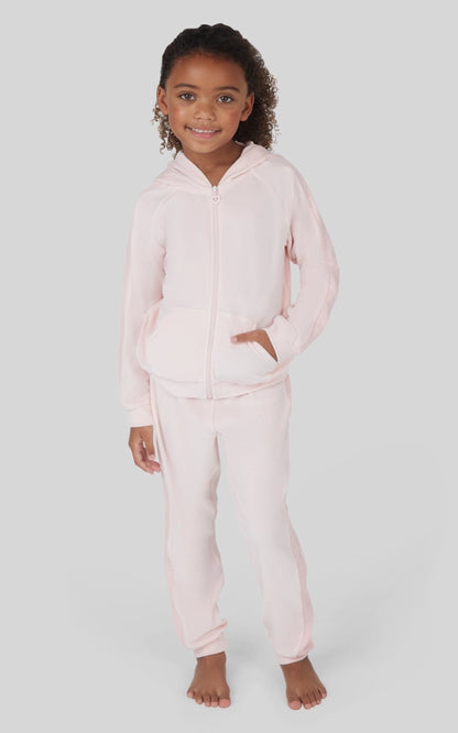 Light Girl's Pink Dogwood Velour Shimmer Hoodie & Jogger Set