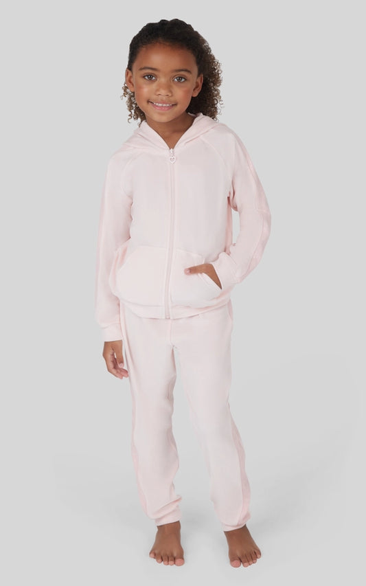 Light Girl's Pink Dogwood Velour Shimmer Hoodie & Jogger Set