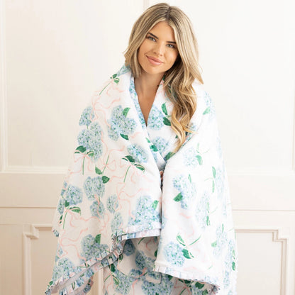 Hydrangea Ribbons Luxe Throw Blanket