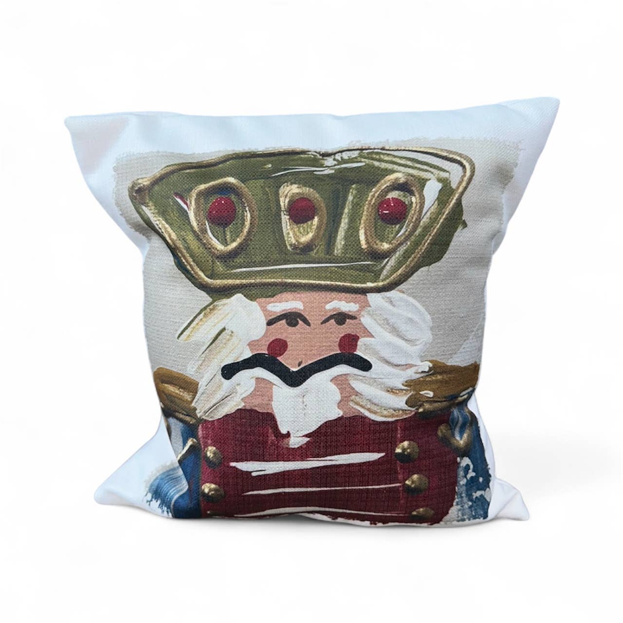 Green Hat Nutcracker Square Pillow