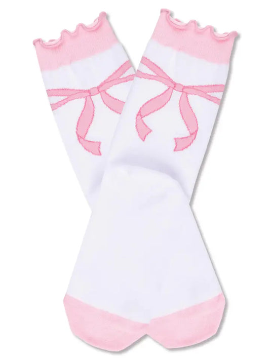 Youth Bow Frilly Cuff Socks