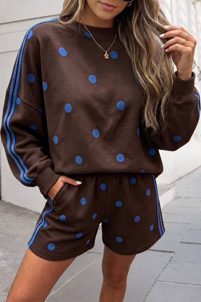 Brown & Blue Varsity Dot Short Set
