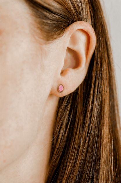Luna Opal Hot Pink Screwback Stud Earrings