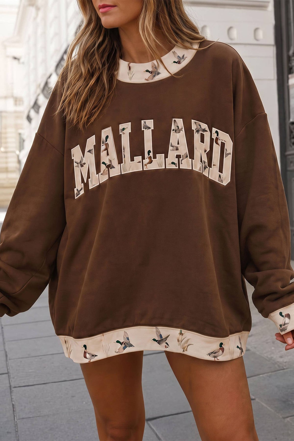 Brown Mallard Duck Mockneck Sweatshirt