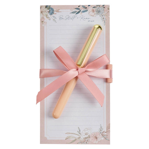 Pink & Blue Floral Be Still Magnetic Notepad w/ Pen